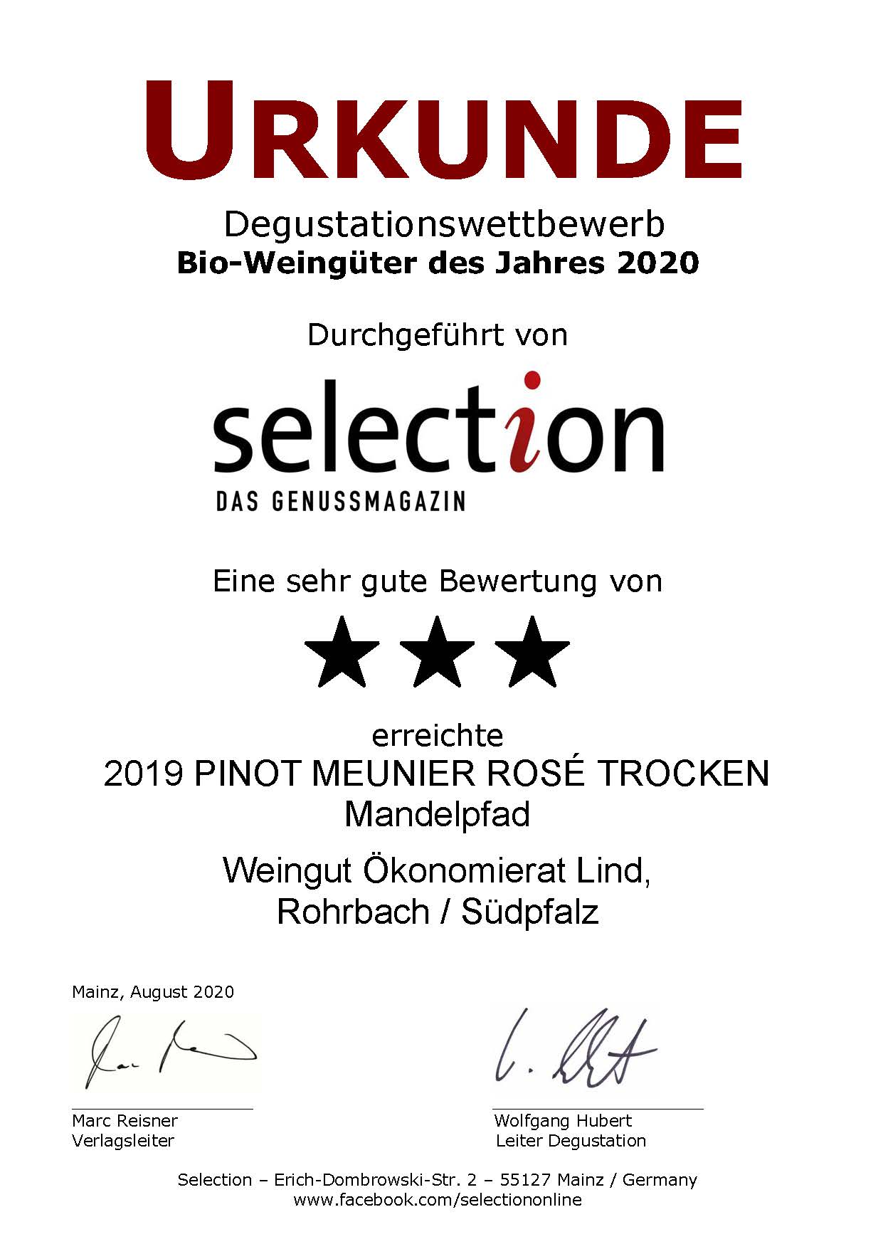 Nr. 16 - PINOT MEUNIER ROSÉ TROCKEN - 3 Sterne Nr. 16 - PINOT MEUNIER ROSÉ TROCKEN - 3 Sterne