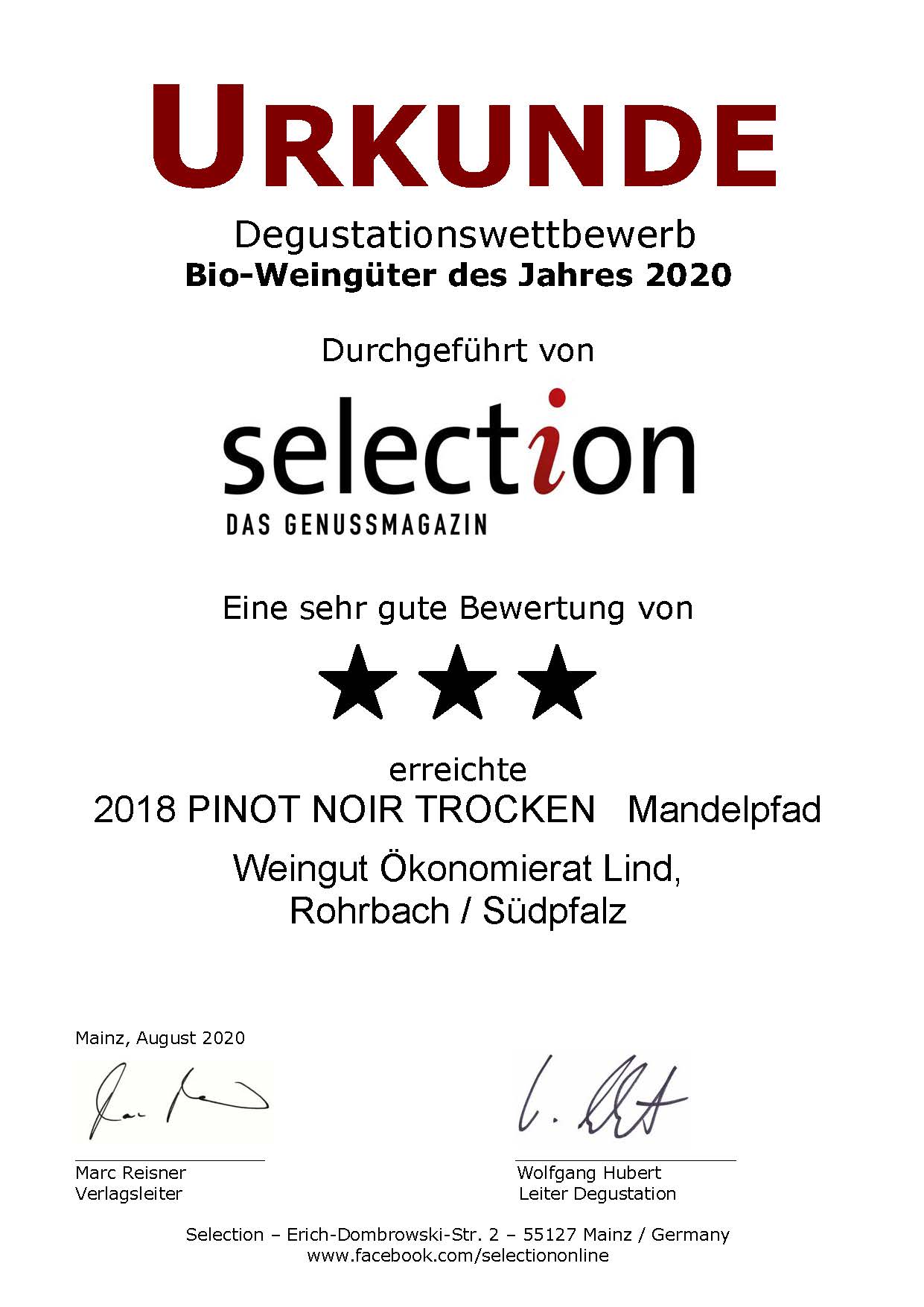 Nr. 27 - PINOT NOIR TROCKEN - 3 Sterne Nr. 27 - PINOT NOIR TROCKEN - 3 Sterne