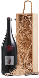 Magnumflasche mit Holzkiste