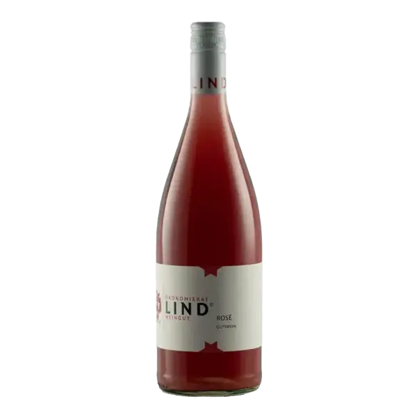 Flasche Rosé Gutswein vom Weingut Ökonomierat Lind auf weißem Hintergrund