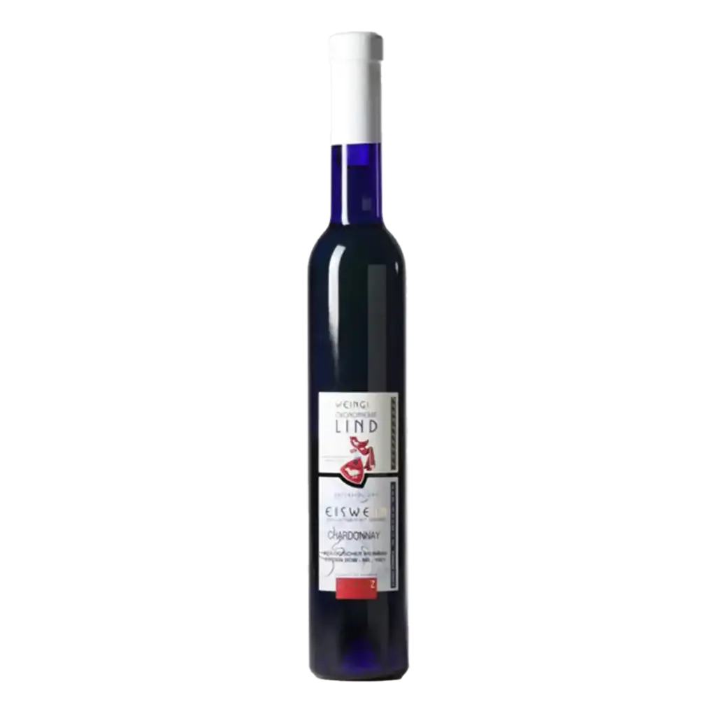 Frontansicht der Flasche Chardonnay Eiswein mit Etikett